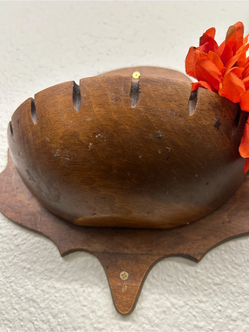 Vintage wooden mid century wall caddy wall pocket planter decor design